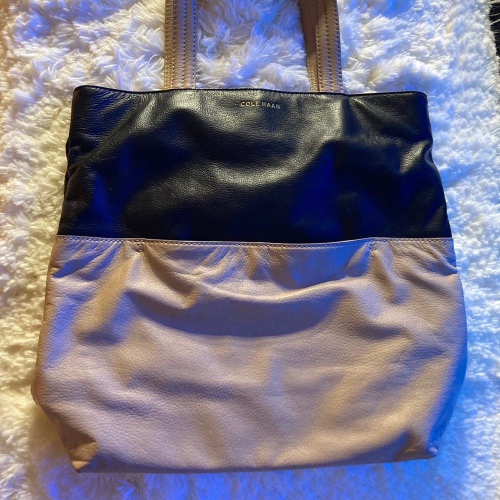 COLE HAAN Tan and Black Tote Bag